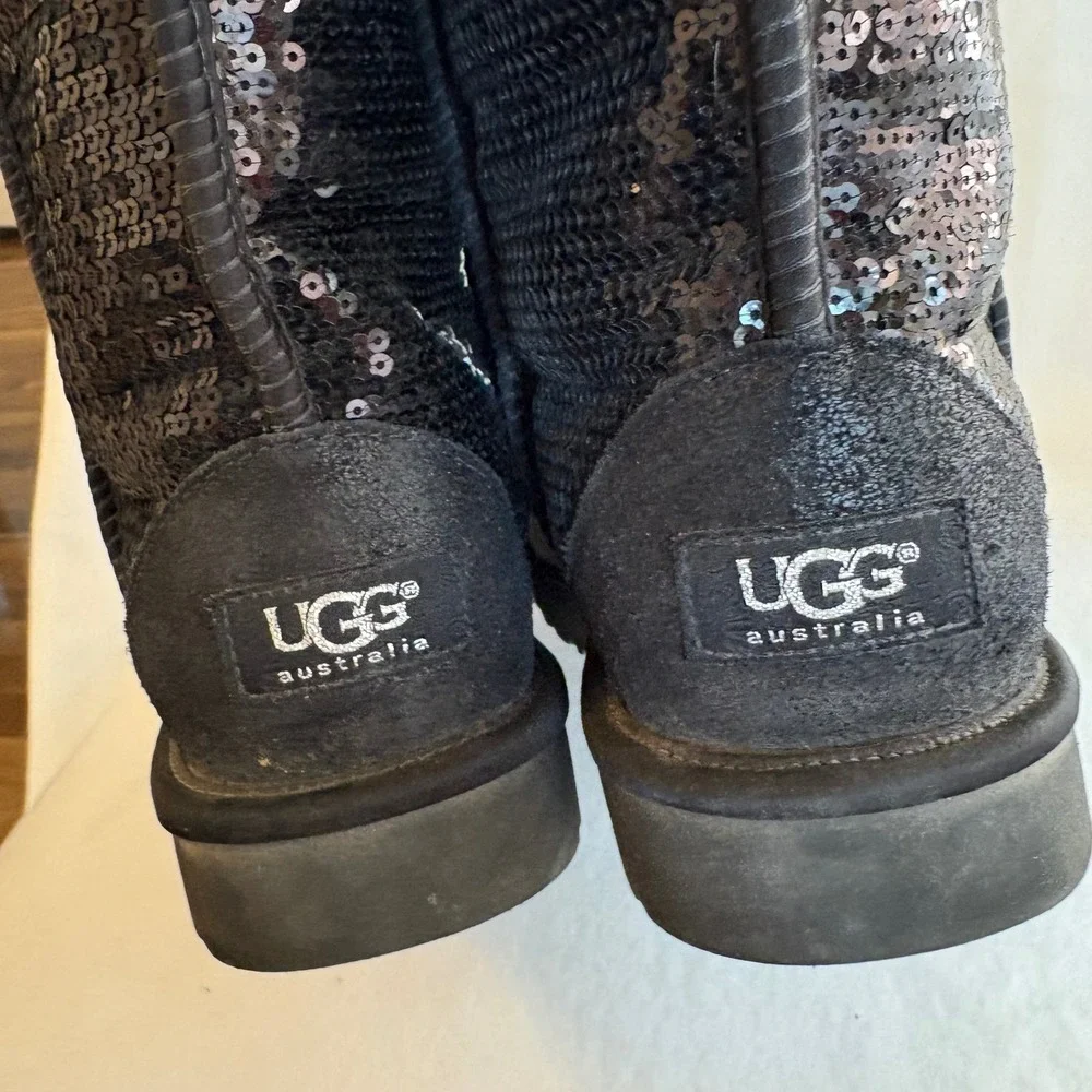 UGG Australia Classic Short Sparkle Black Sequin Boots